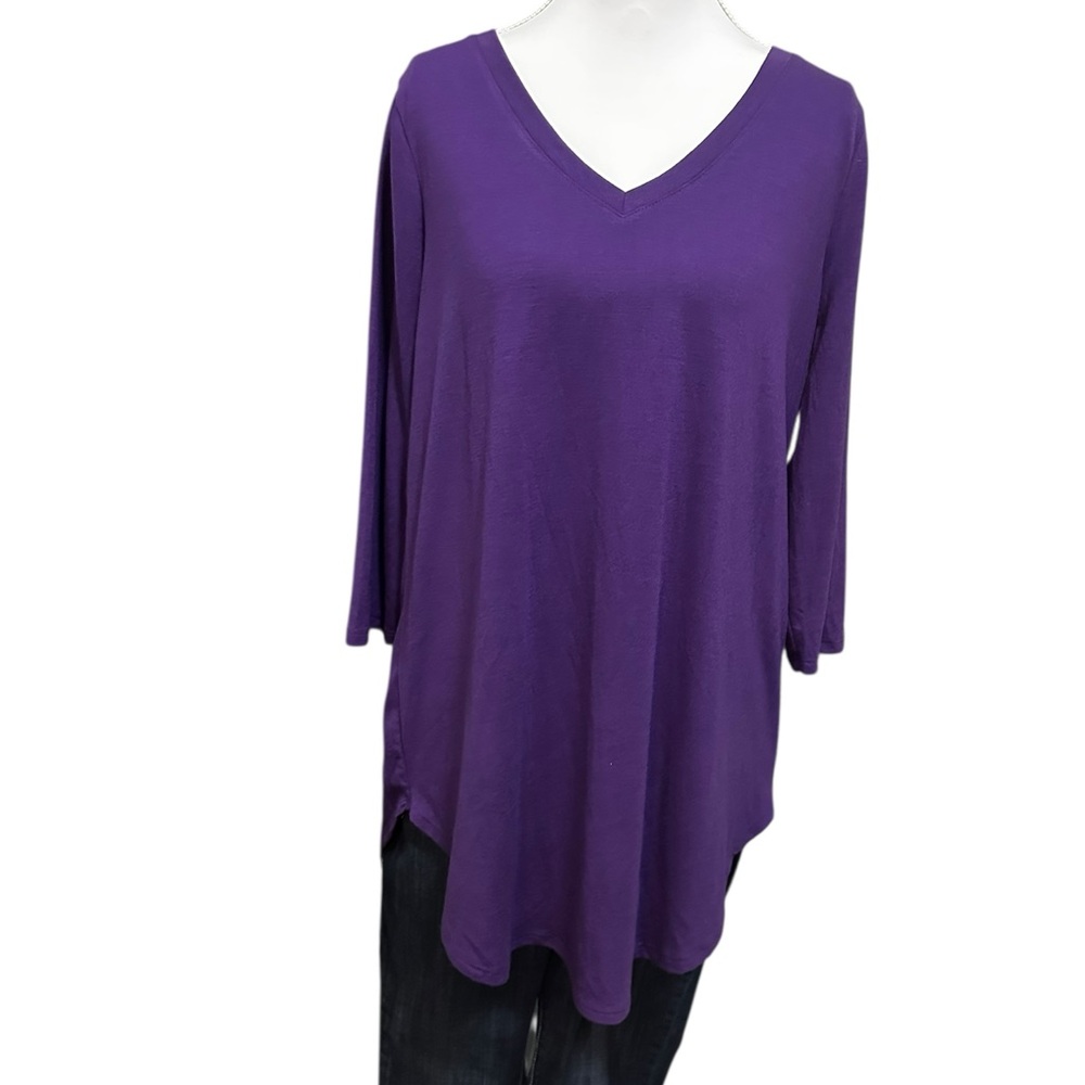 Zenana Outfitters Deep Purple V-Neck Tunic size medium - Picture 2 of 6